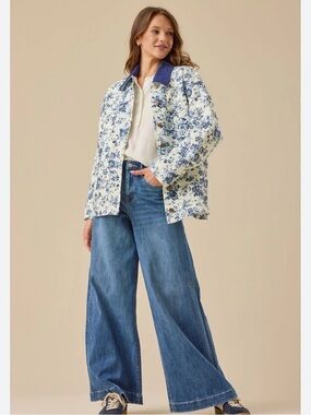 Alterd State Mina Floral Barn Jacket with Contrast Collar Women’s Size Medium